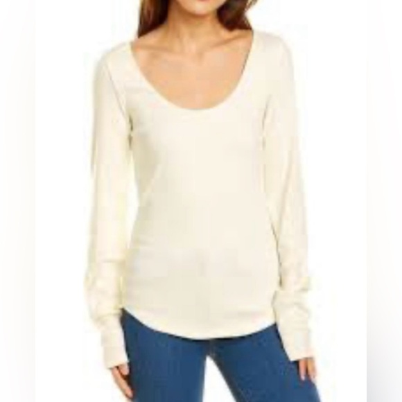 MODERN CITIZEN NWOT XL LS Ivory Tee - Picture 1 of 6